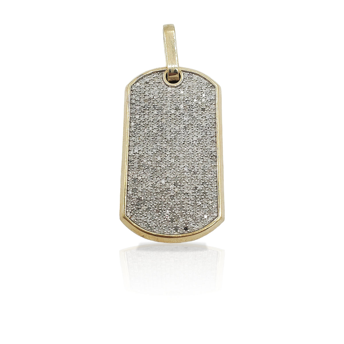 10K Gold Diamond Dog Tag Pendant