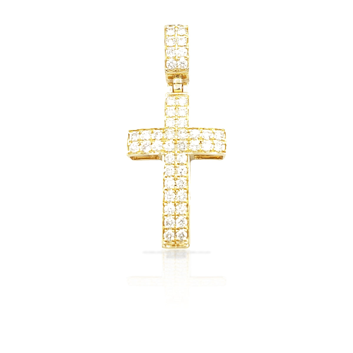 2.0 14K Two Row Diamond Cross With 1.34 Carats Of Diamonds