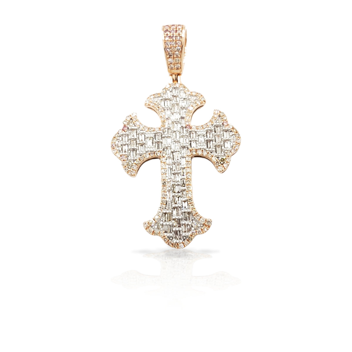 14K Chrome Diamond Cross With 1.51 Carats Of Diamonds
