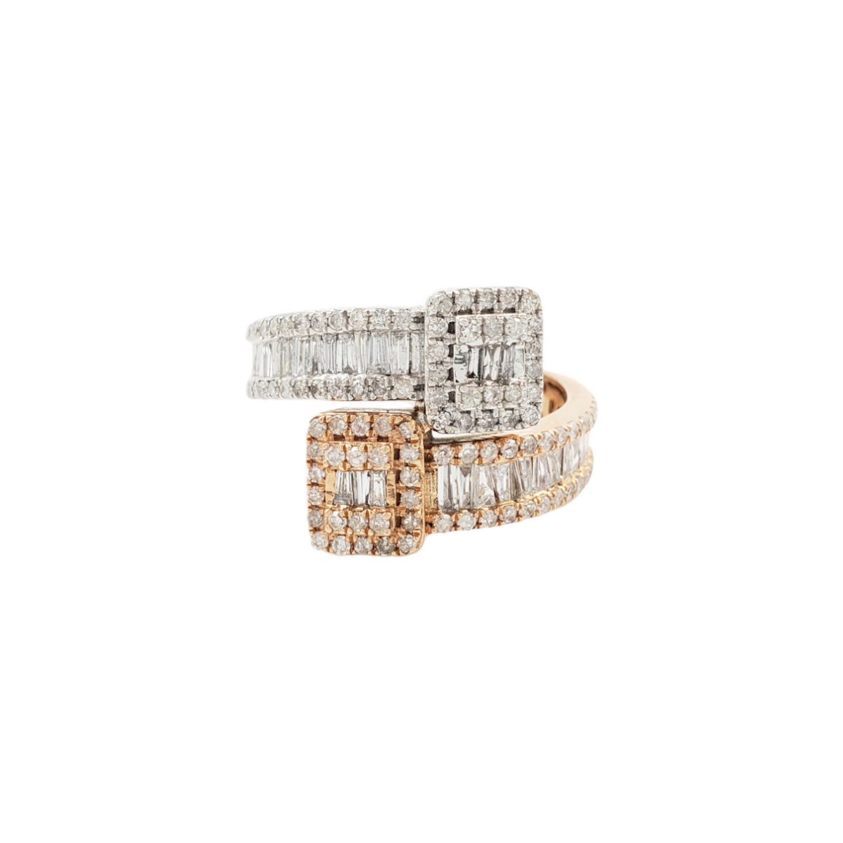 14K White & Rose Gold Baguette Natural Diamond Band Ring for Men – 1.52 CTW