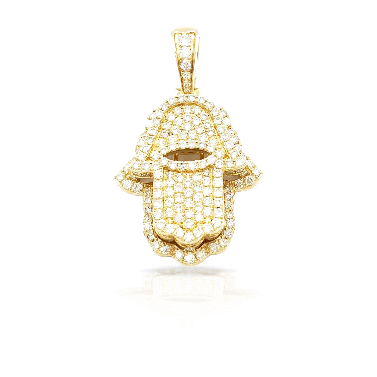 14K Eye Hole Diamond Hamsa With 2.48 Carats Of Diamonds