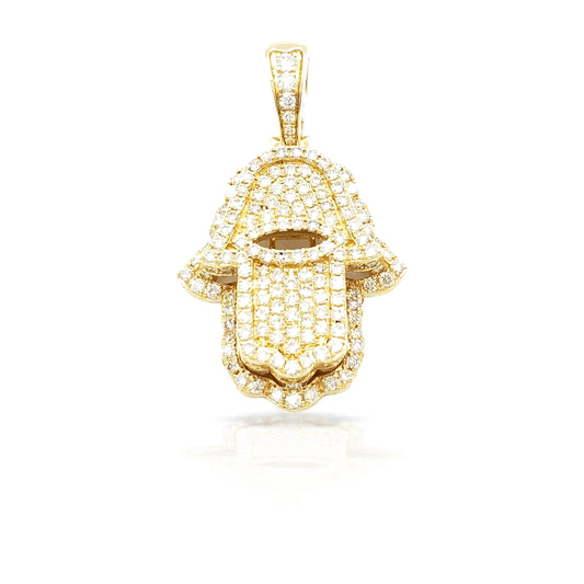 14K Eye Hole Diamond Hamsa With 2.48 Carats Of Diamonds