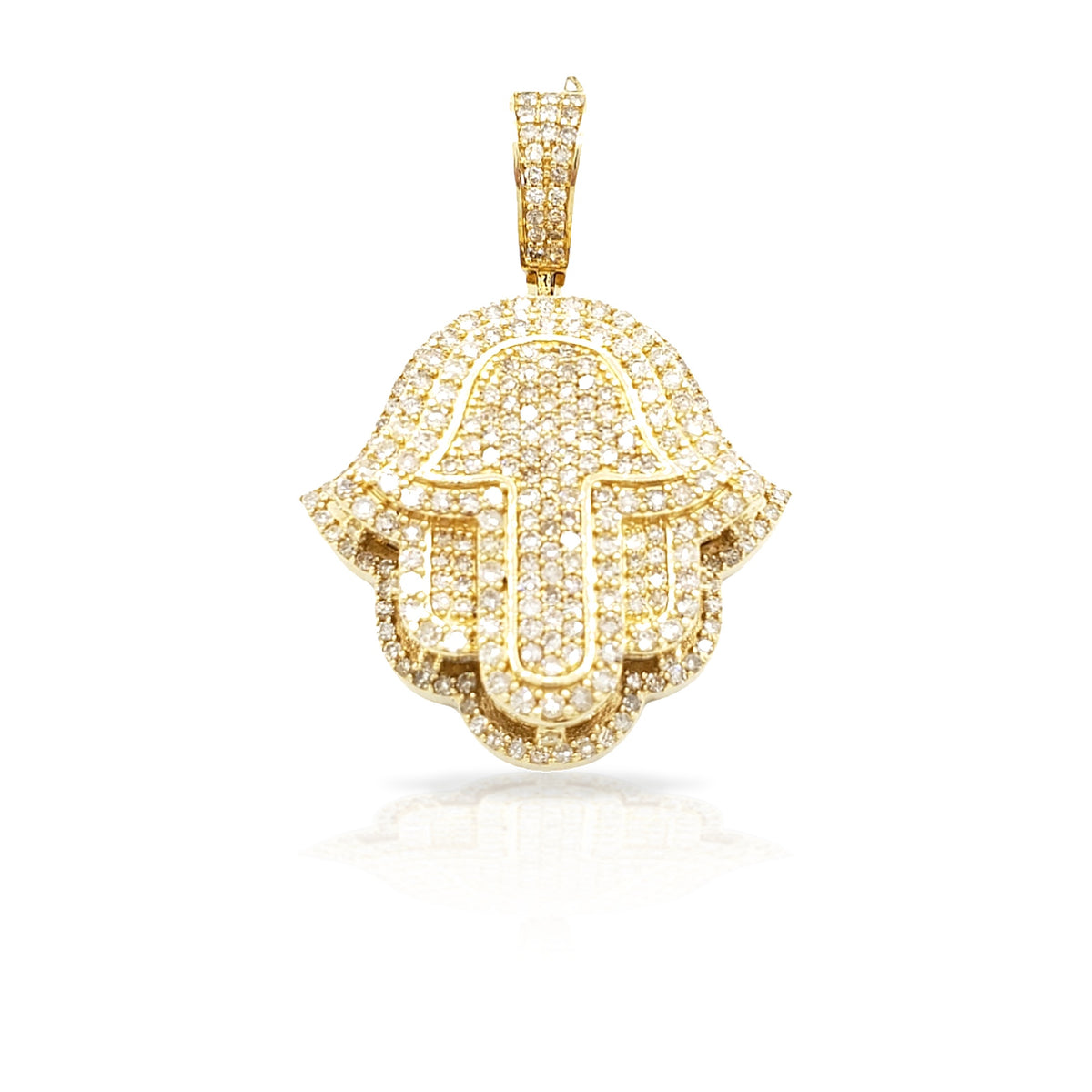 14K Diamond Hamsa With 1.74 Carats Of Diamonds