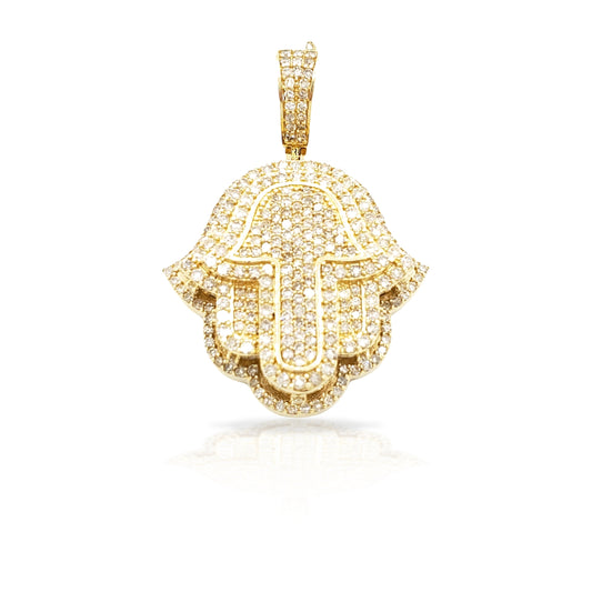 14K Diamond Hamsa With 1.74 Carats Of Diamonds