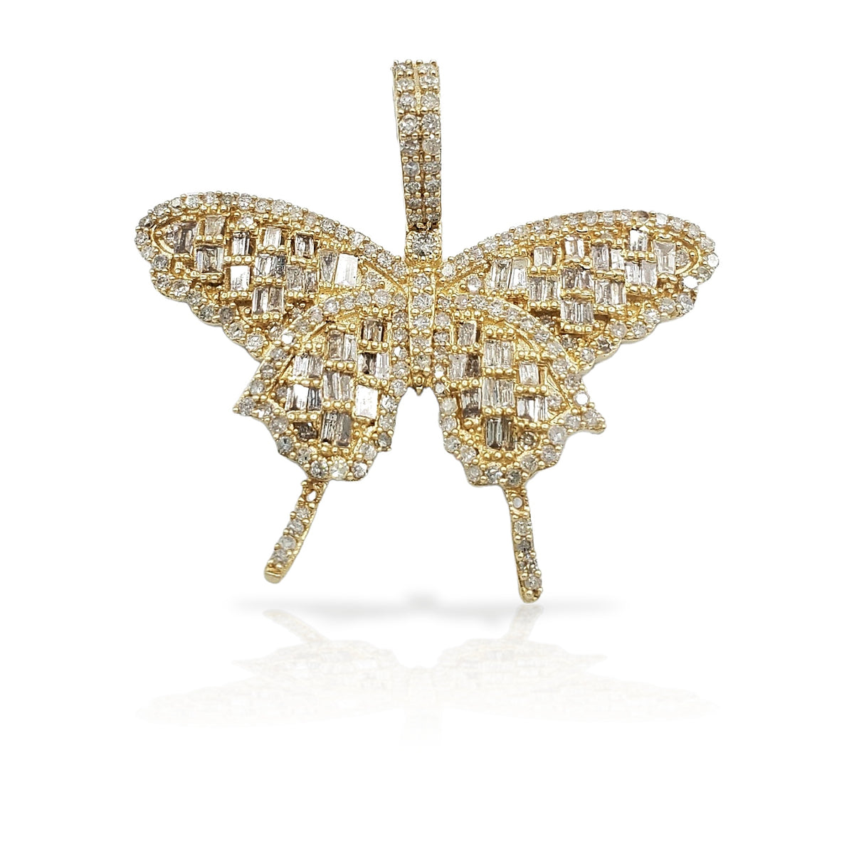 14K Baguette Diamond Butterfly With 1.56 Carats Of Diamonds