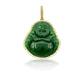 14K Yellow Gold Diamond Buddha With Green Jade