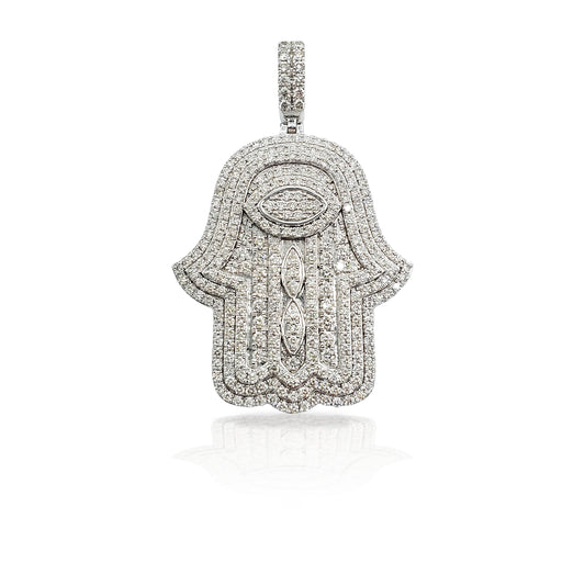 14K Diamond Hamsa With 3.65 Carats Of Diamonds