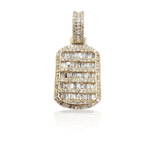 14K Baguette Diamond Dog Tag With 1.84 Carats Of Diamonds