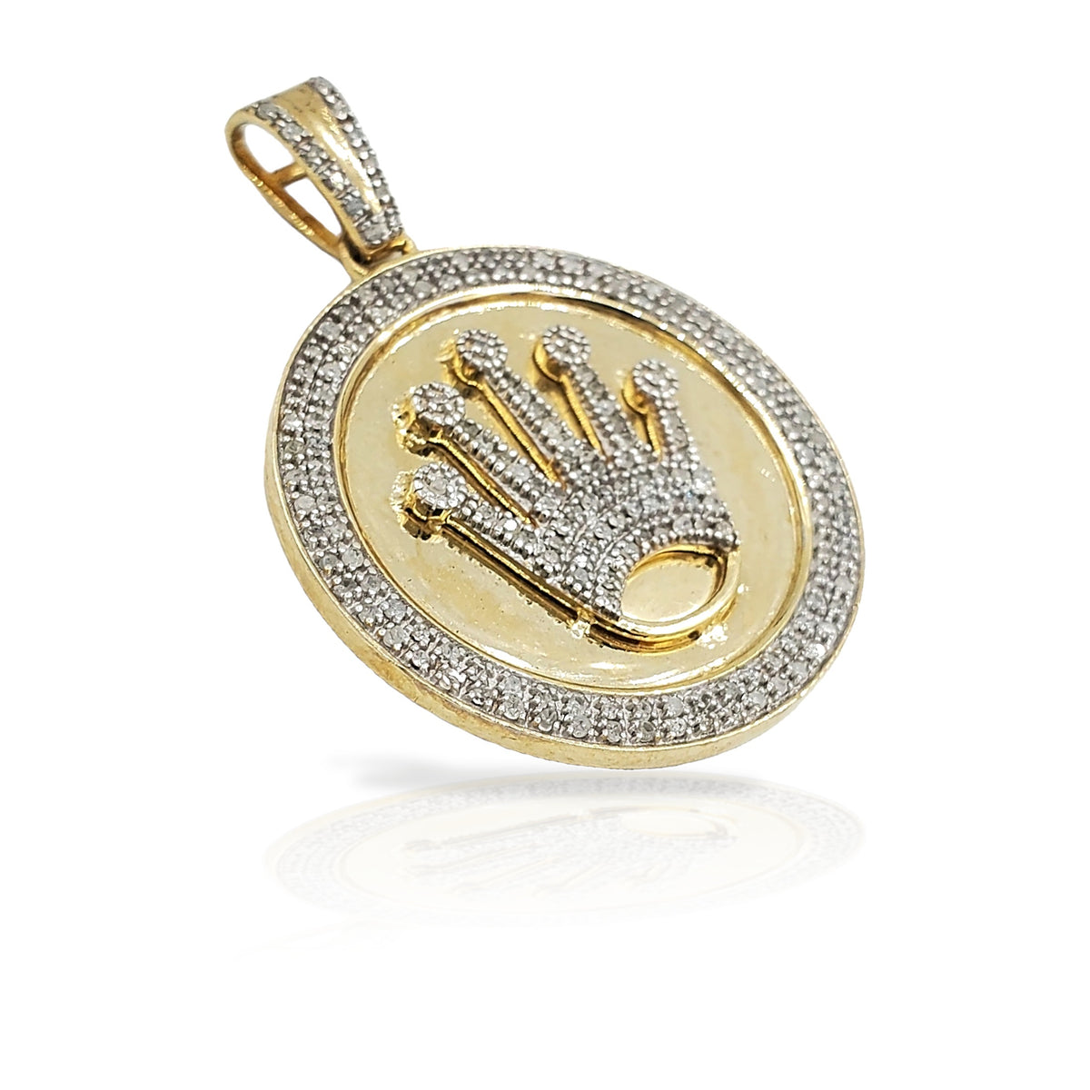 10K Gold Diamond Crown Pendant