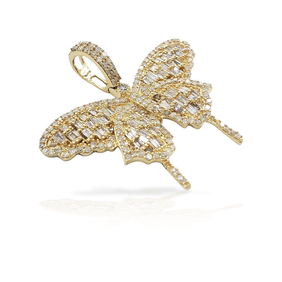 14K Baguette Diamond Butterfly With 1.56 Carats Of Diamonds