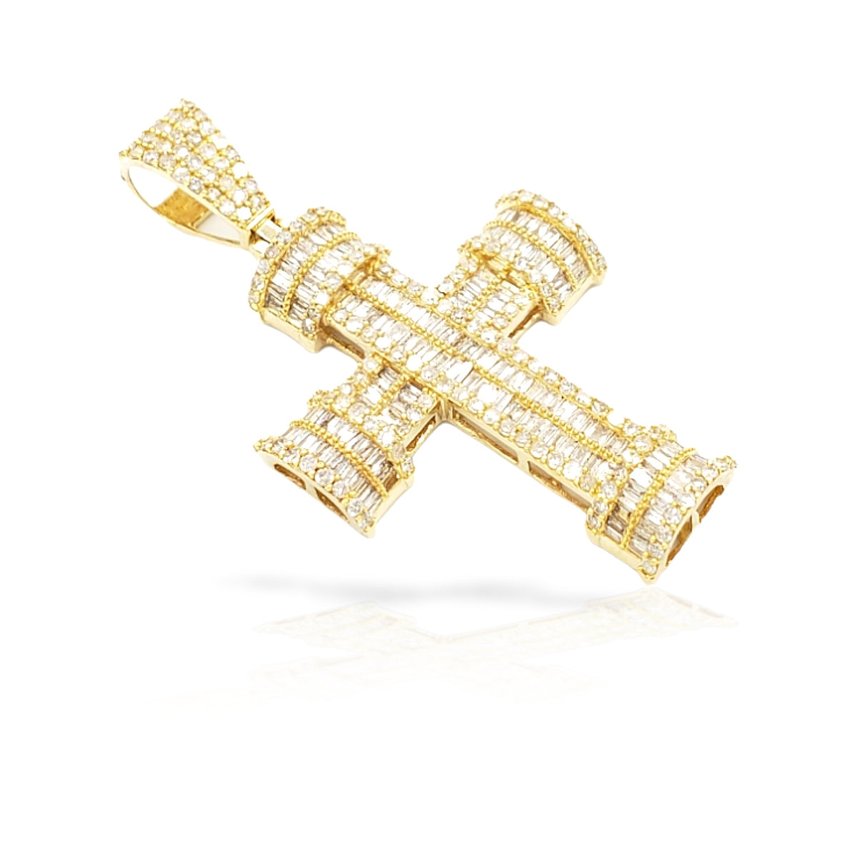 14K Baguette Diamond Cross With 2.69 Carats Of Diamonds