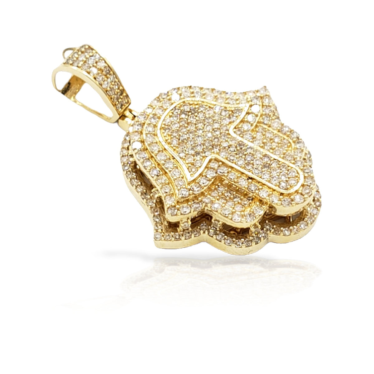 14K Diamond Hamsa With 1.74 Carats Of Diamonds