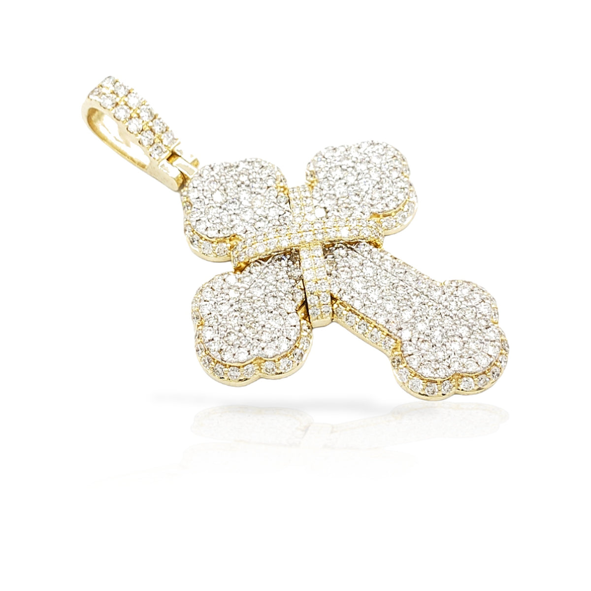 14K Chrome Diamond Cross With 3.63 Carats Of Diamonds