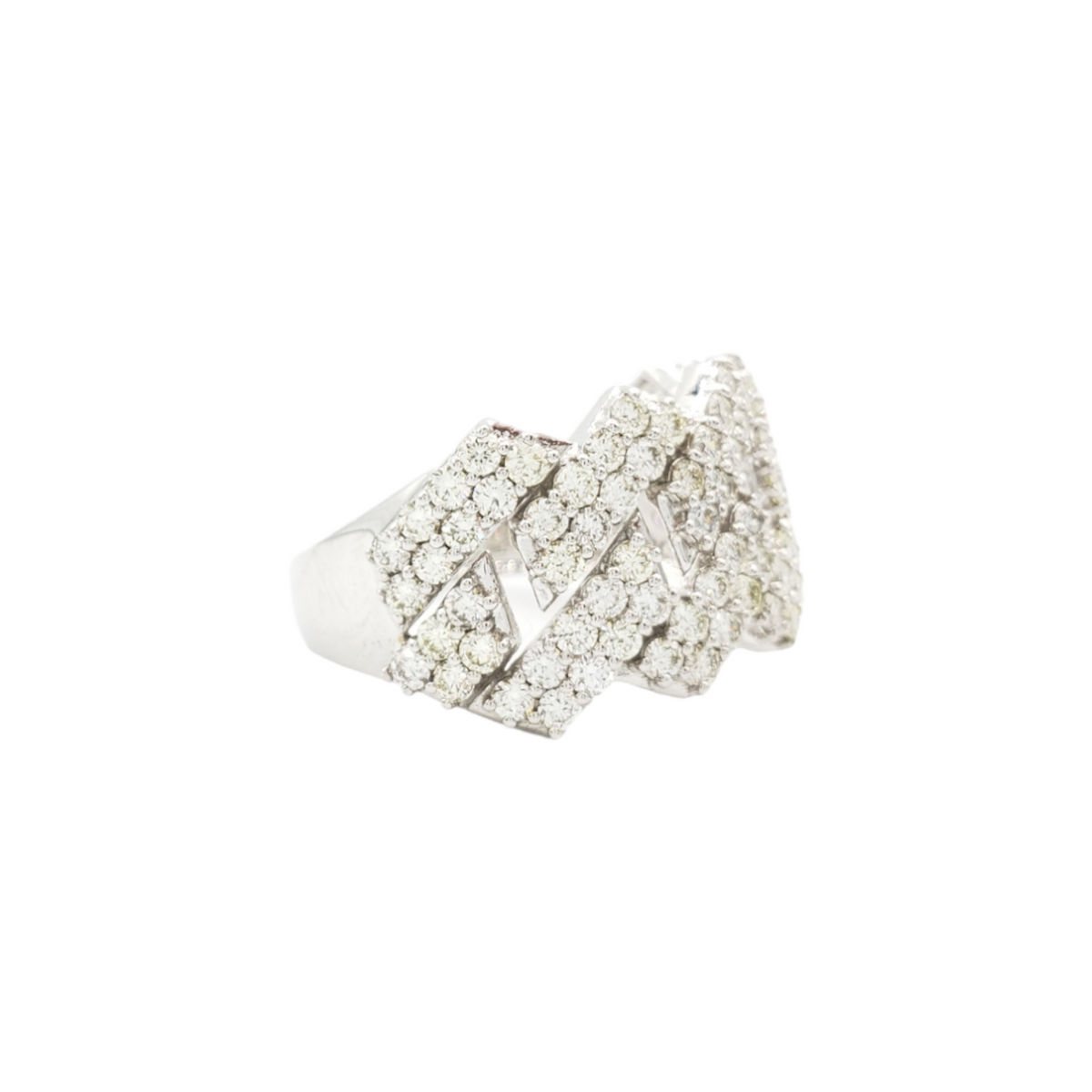 14K White Gold Cuban Link Natural Diamond Ring for Men – 2.53 CTW