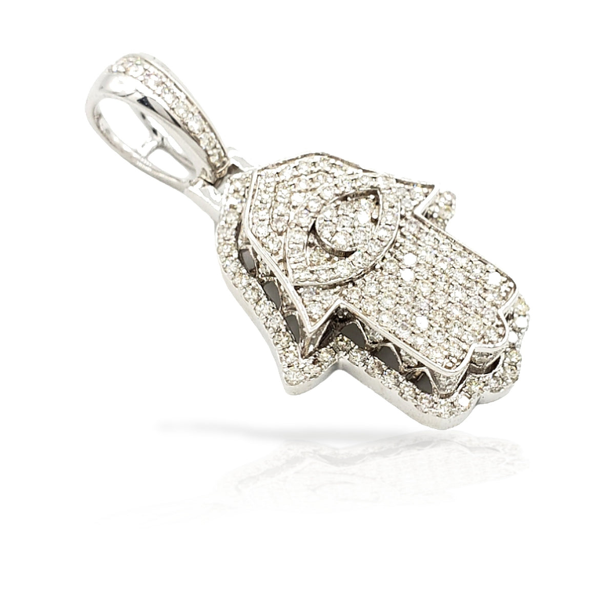 14K Eye Diamond Hamsa With 1.91 Carats Of Diamonds