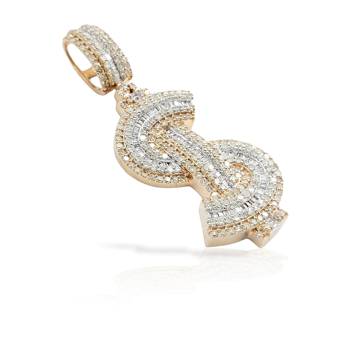 14K Diamond Money Sign ($) With 3.73 Carats Of Diamonds