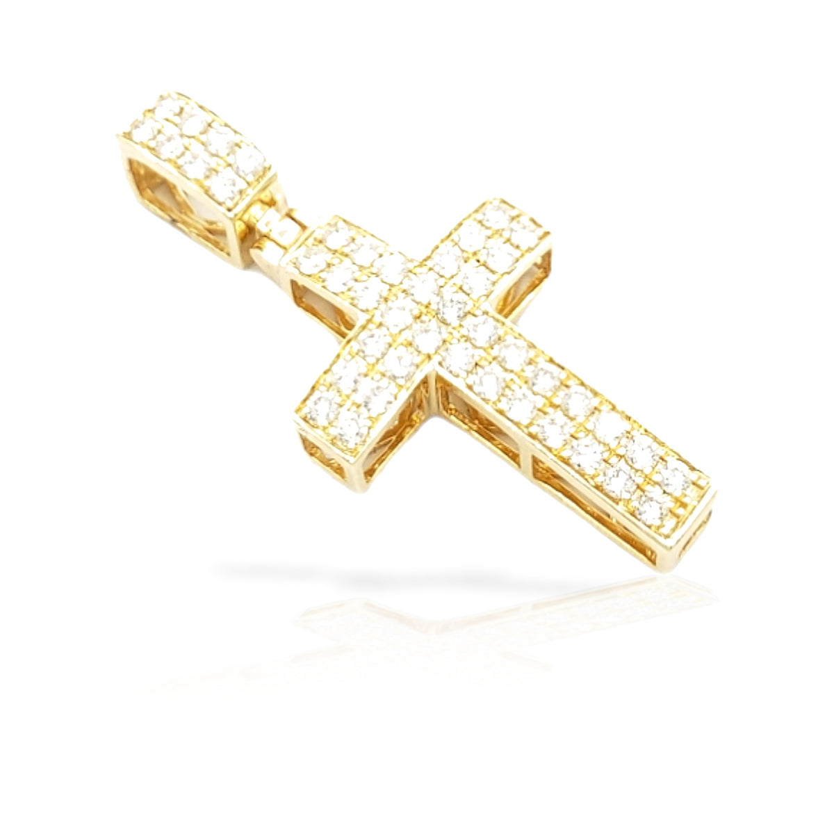 2.0 14K Two Row Diamond Cross With 1.34 Carats Of Diamonds