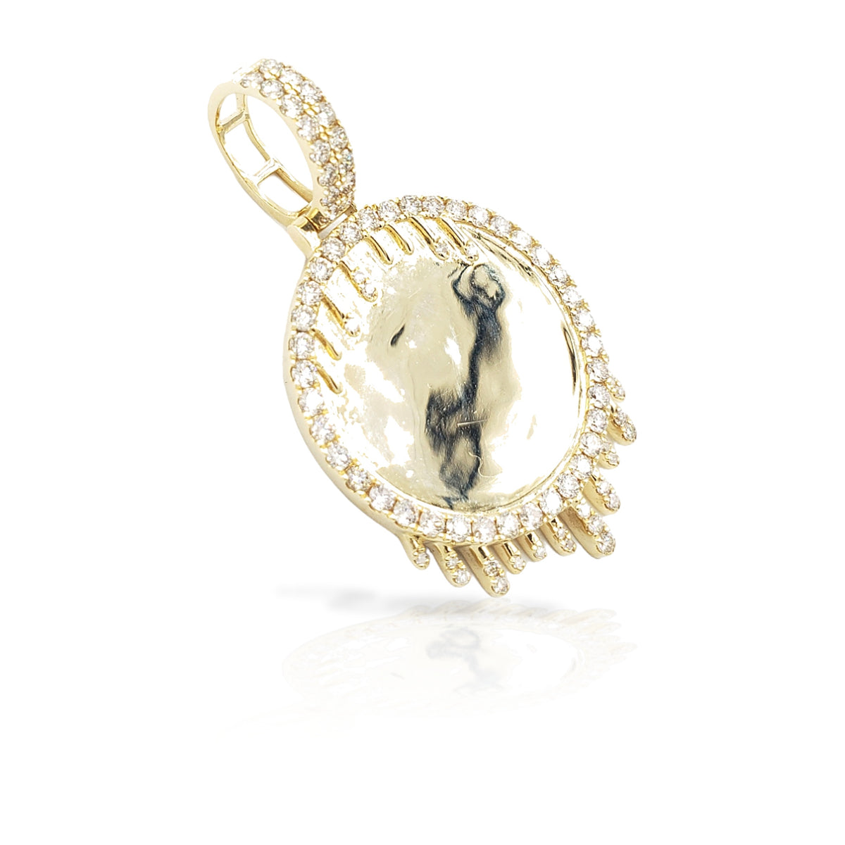 14K Drip Diamond Picture Pendant With 2.50 Carats Of Diamonds