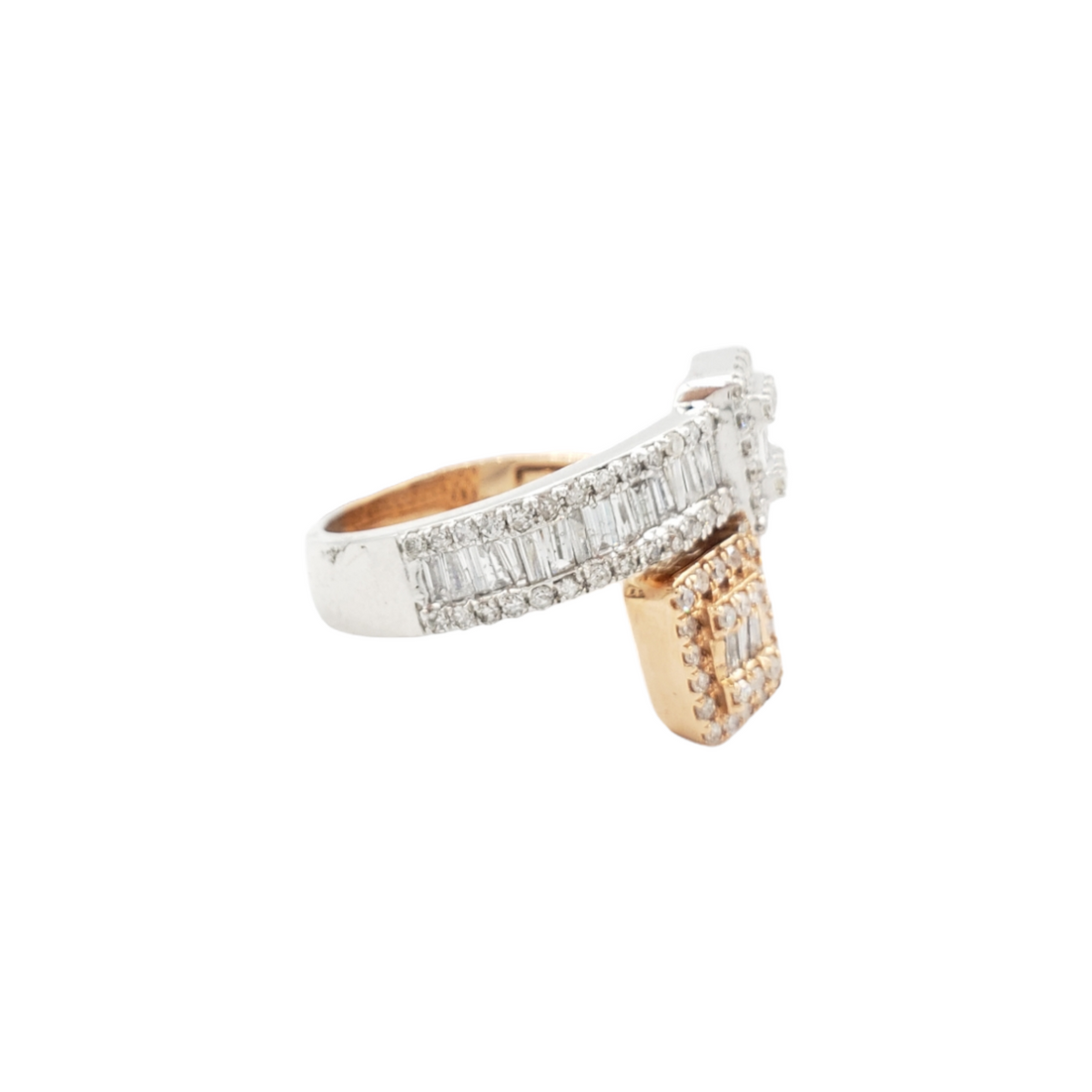 14K White & Rose Gold Baguette Natural Diamond Band Ring for Men – 1.52 CTW