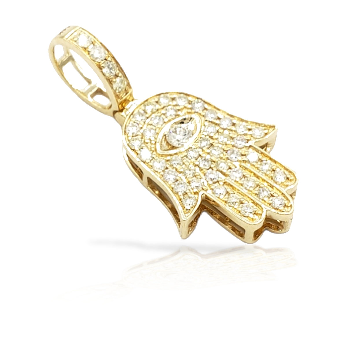 14K Eye Diamond Hamsa With 0.84 Carats Of Diamonds
