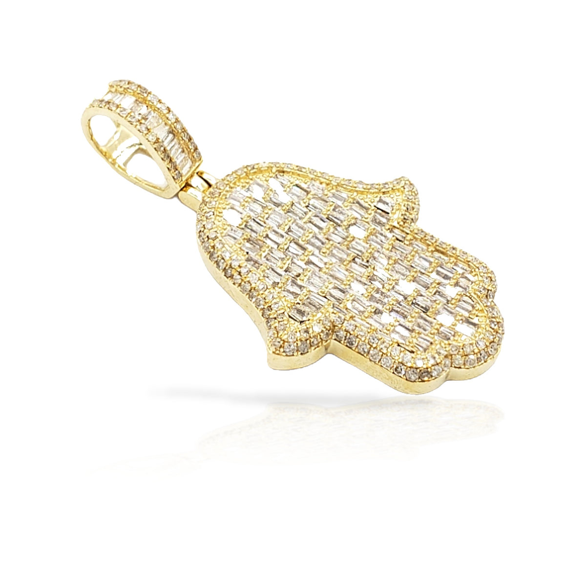 14K Baguette Diamond Hamsa With 2.63 Carats Of Diamonds
