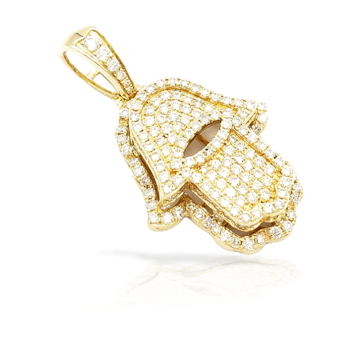 14K Eye Hole Diamond Hamsa With 2.48 Carats Of Diamonds