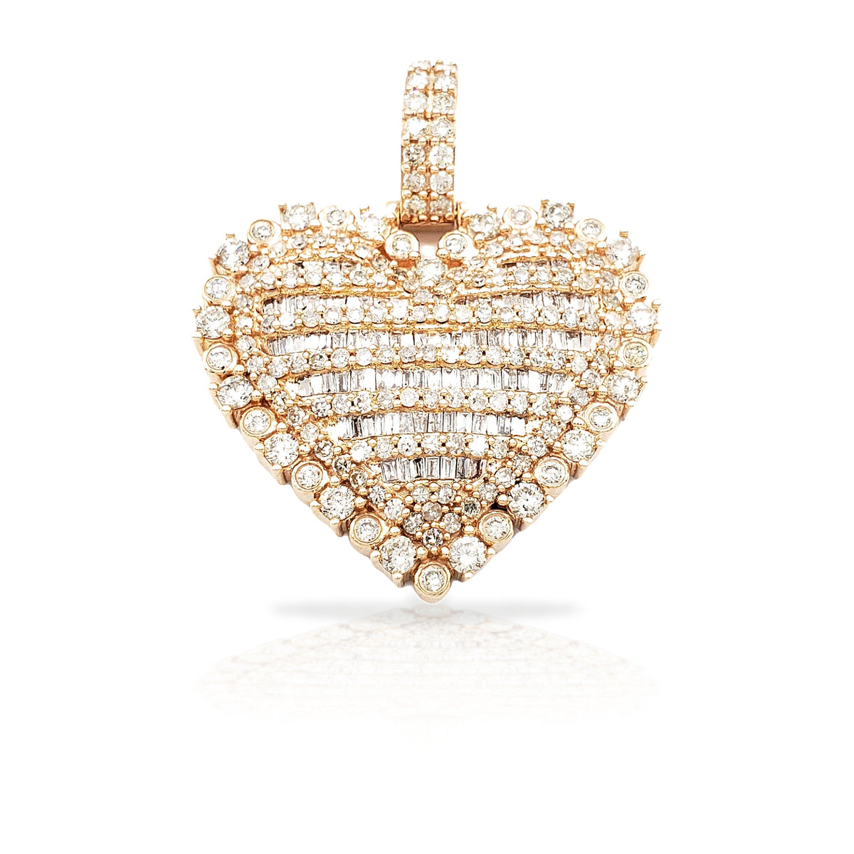 14K Baguette Diamond Heart With 2.63 Carats Of Diamonds