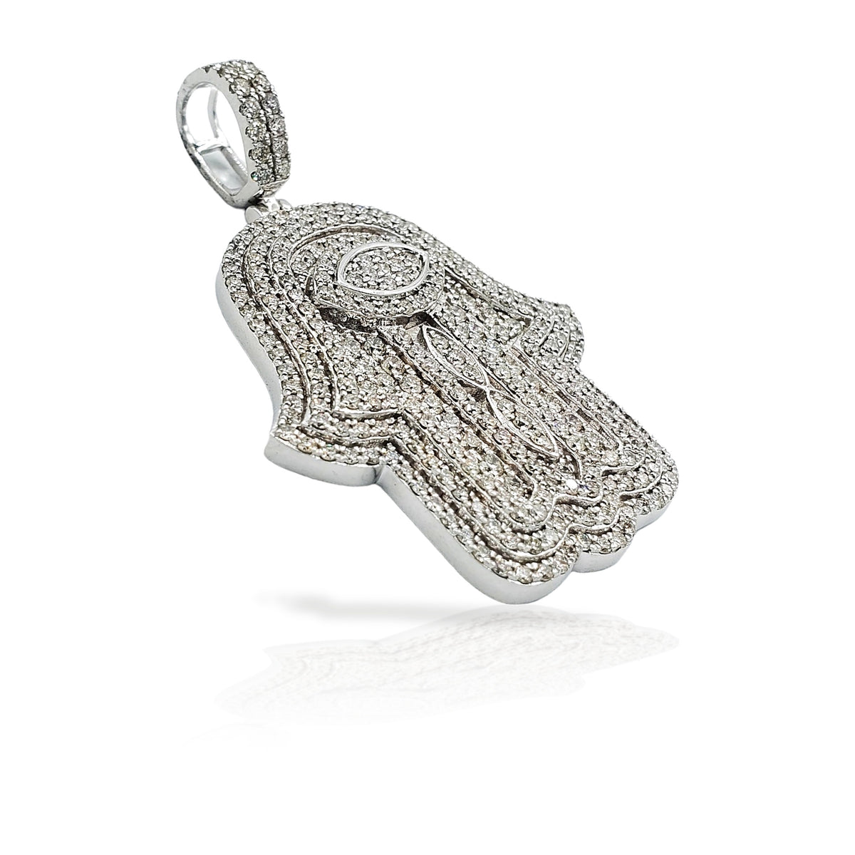 14K Diamond Hamsa With 3.65 Carats Of Diamonds