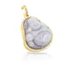 14K Yellow Gold Diamond Buddha With Grey Jade