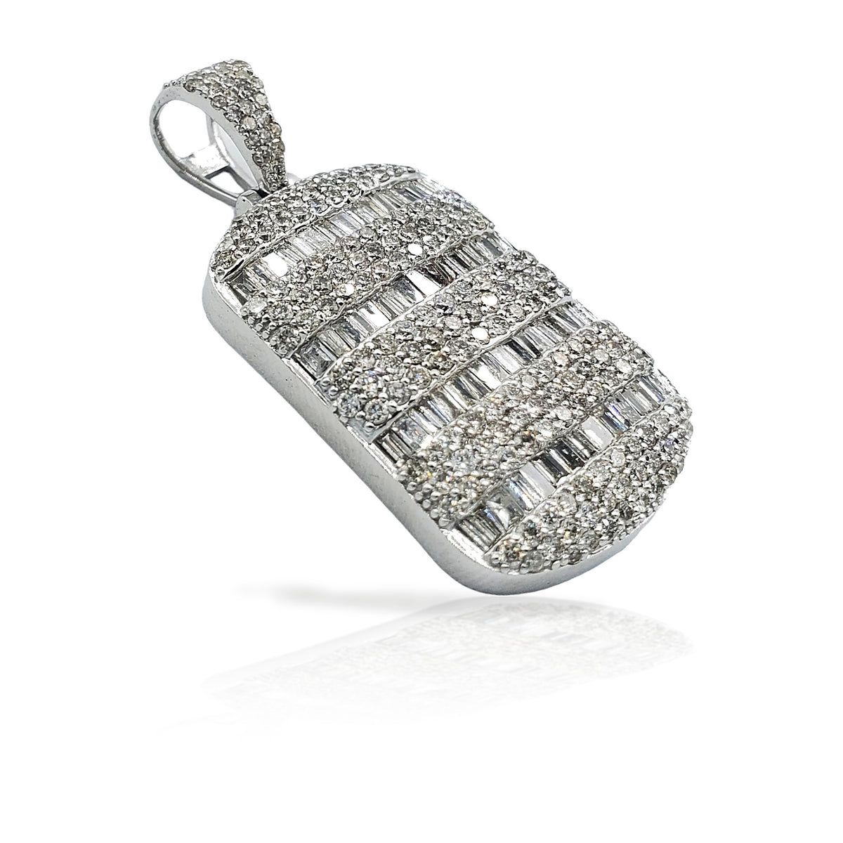 14K Diamond Dog Tag With 3.86 Carats Of Diamonds