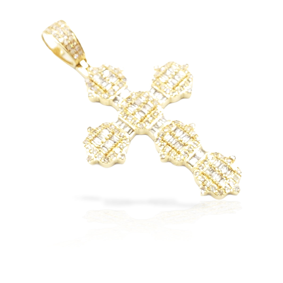 14K Diamond Baguette Cross With 1.30 Carats Of Diamonds