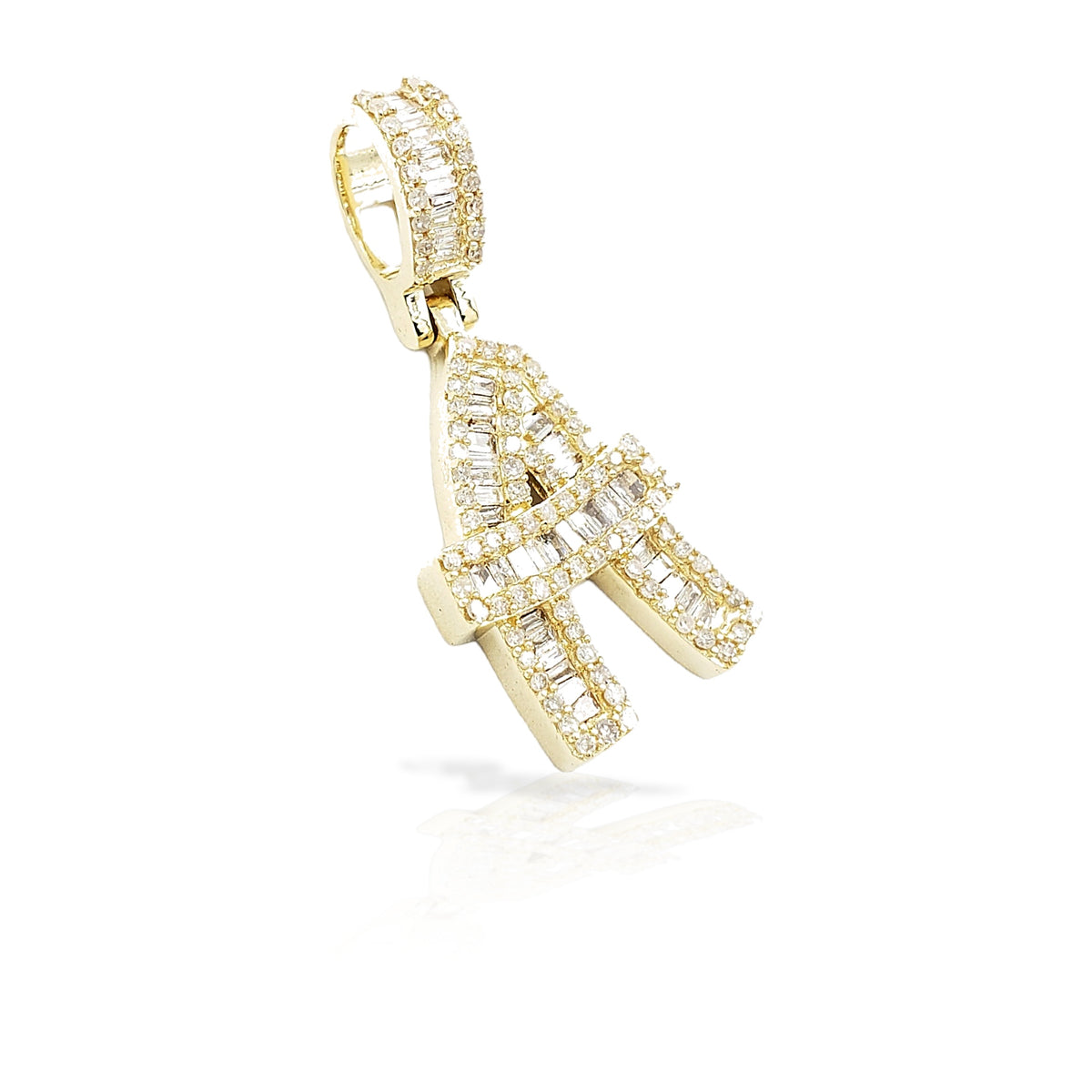 14K Gold Baguette Diamond Letter Pendants