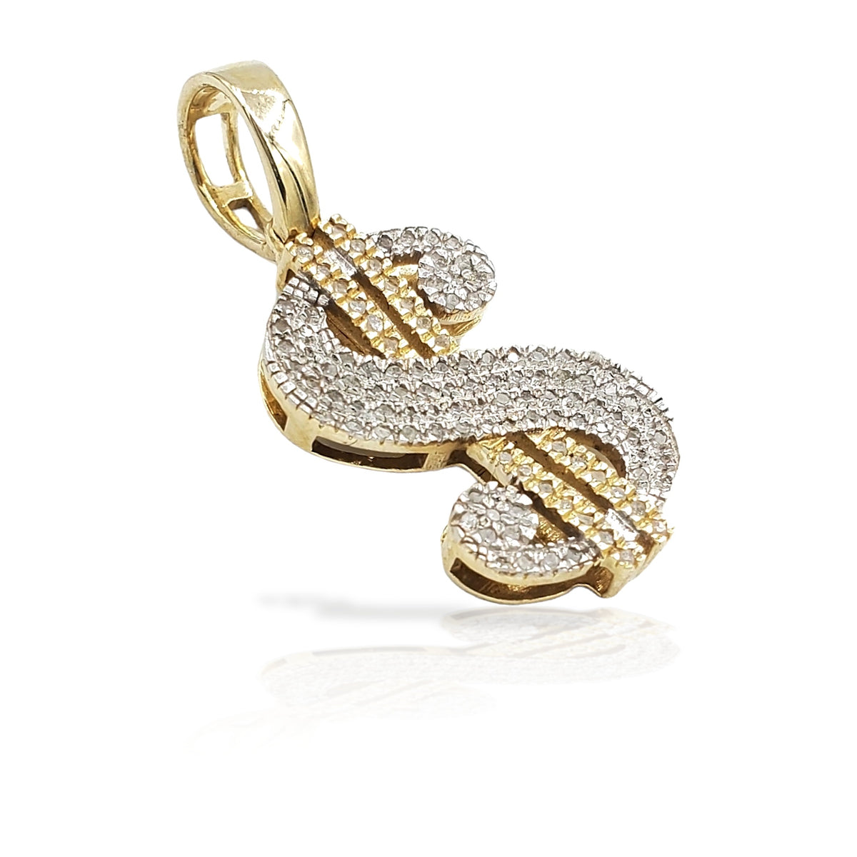 10K Gold Diamond Cash Sign Pendant
