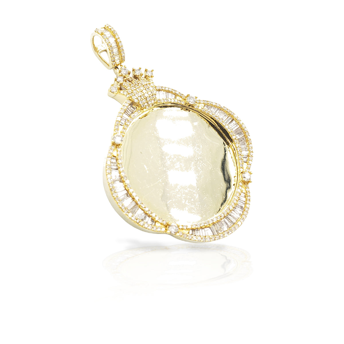 14K Crown Baguette Diamond Crown Picture Pendant With 3.02 Carats Of Diamonds