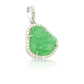 14K White Gold Diamond Buddha With Green Jade