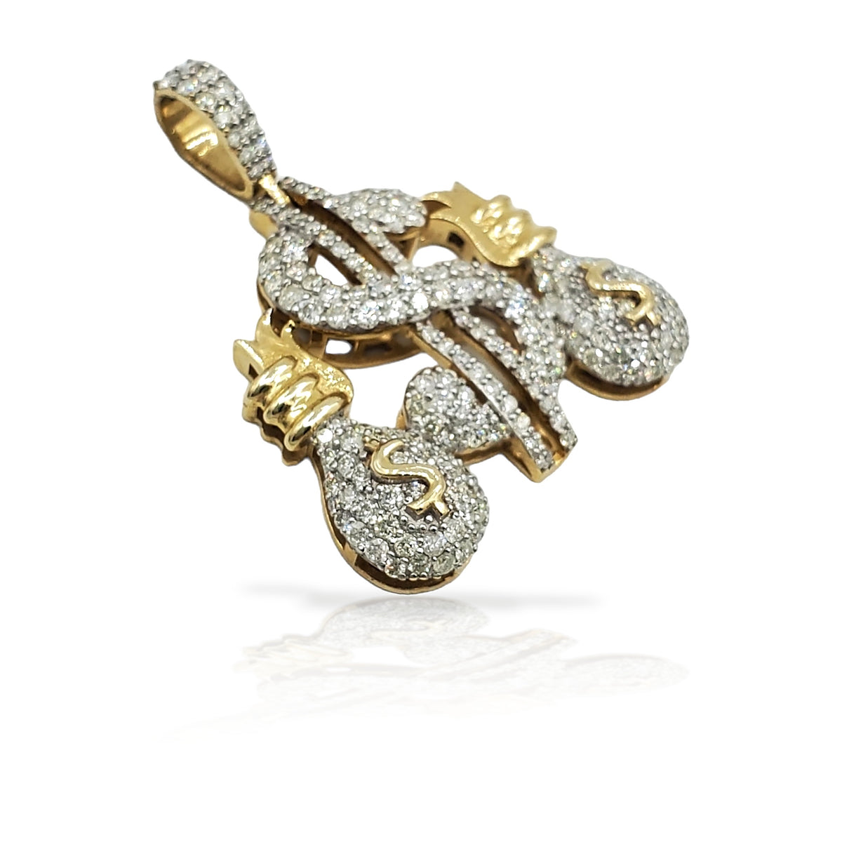 10K Gold Diamond Cash Sign Pendant