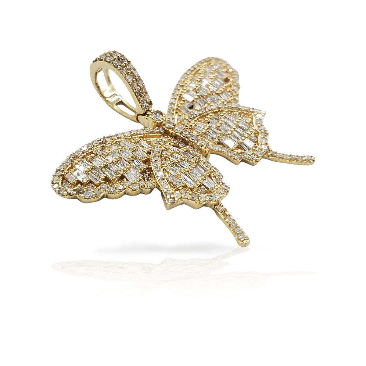 14K Baguette Diamond Butterfly With 1.98 Carats Of Diamonds