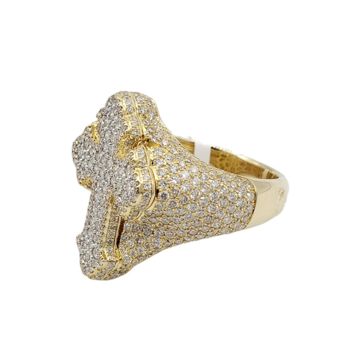 14K Gold Natural Diamond Cross Ring for Men – 4.98 CTW