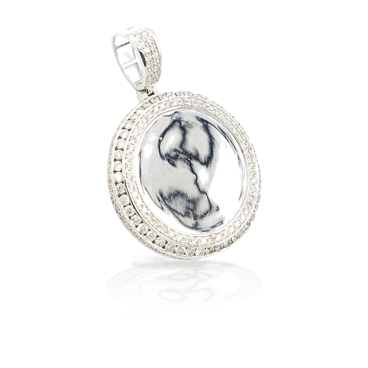 14K Three Row Diamond Picture Pendant With 4.25 Carats Of Diamonds