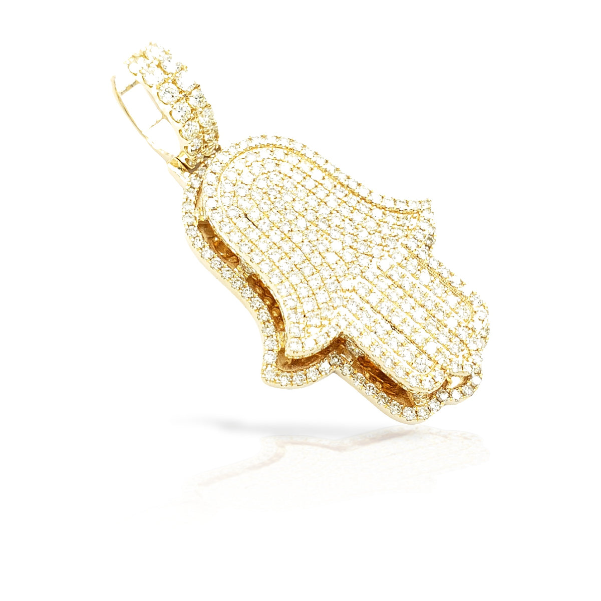 14K 3D Diamond Hamsa With 4.49 Carats Of Diamonds