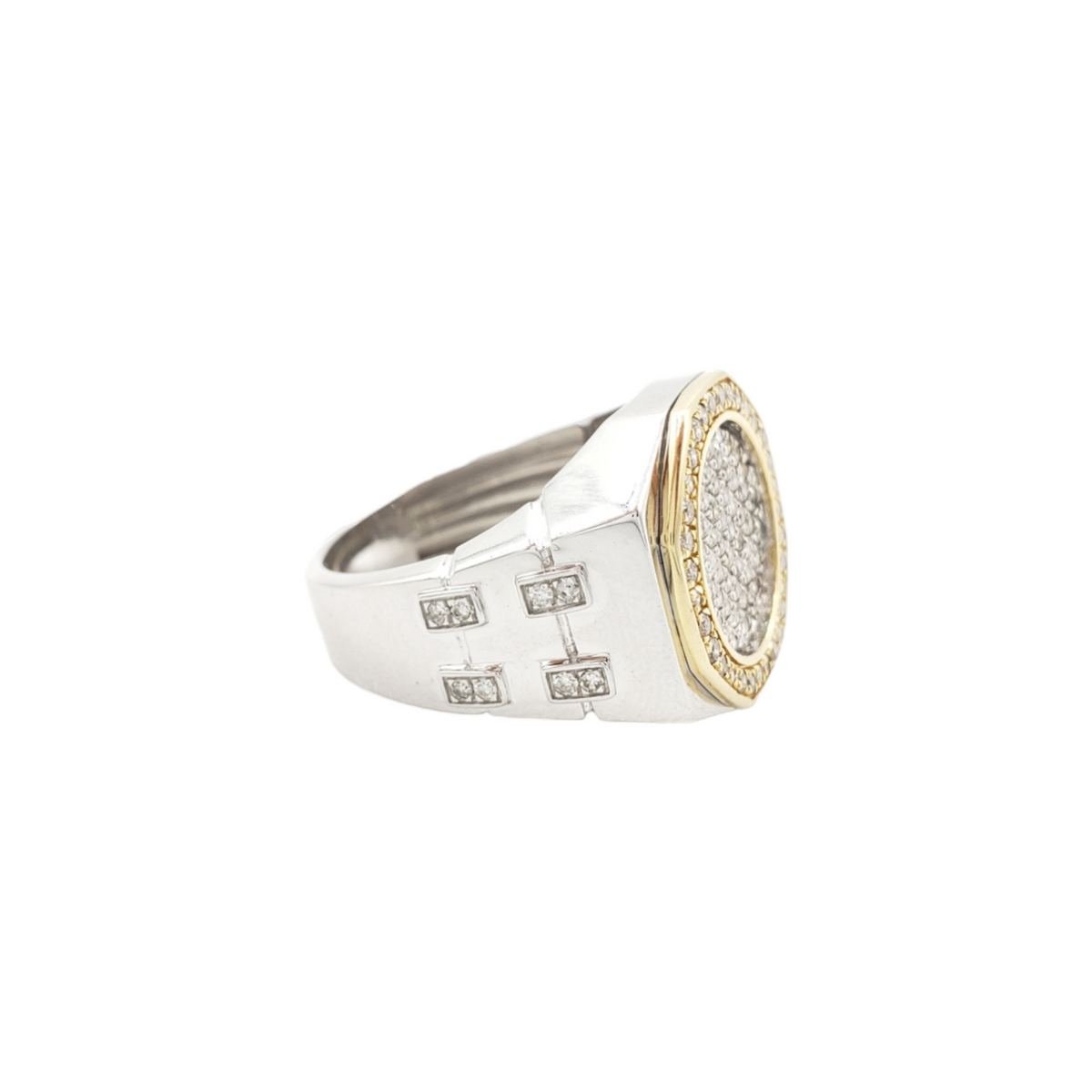14K Yellow & White Gold Natural Diamond Ring for Men – 1.14 CTW
