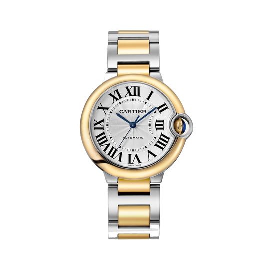 Cartier Ballon Bleu de Cartier W2BB0038 - 36 mm Steel and yellow gold, Silvered guilloché Dial, Two-tone steel/yellow gold interchangeable bracelet