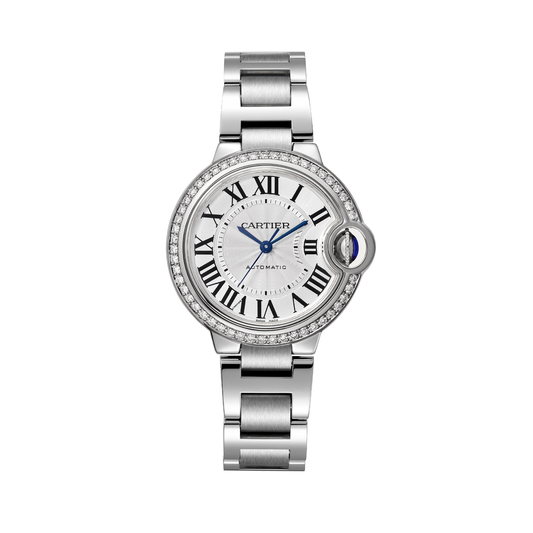 Cartier Ballon Bleu de Cartier W4BB0023 - 33 mm Steel, Silvered guilloché Dial, Steel bracelet