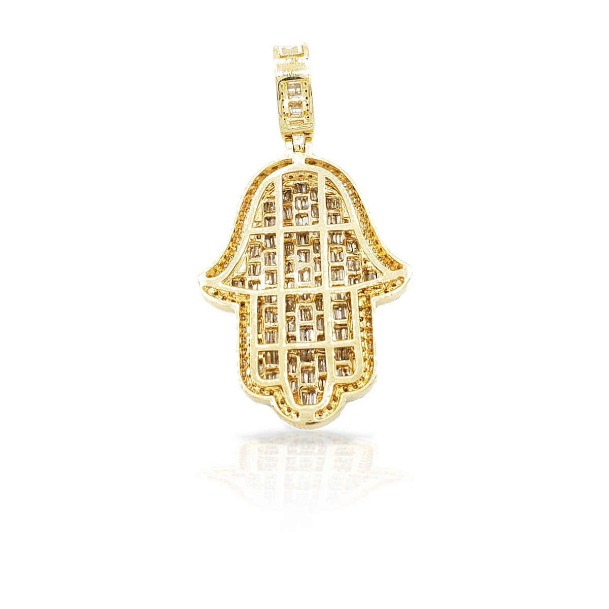 14K Baguette Diamond Hamsa With 2.63 Carats Of Diamonds