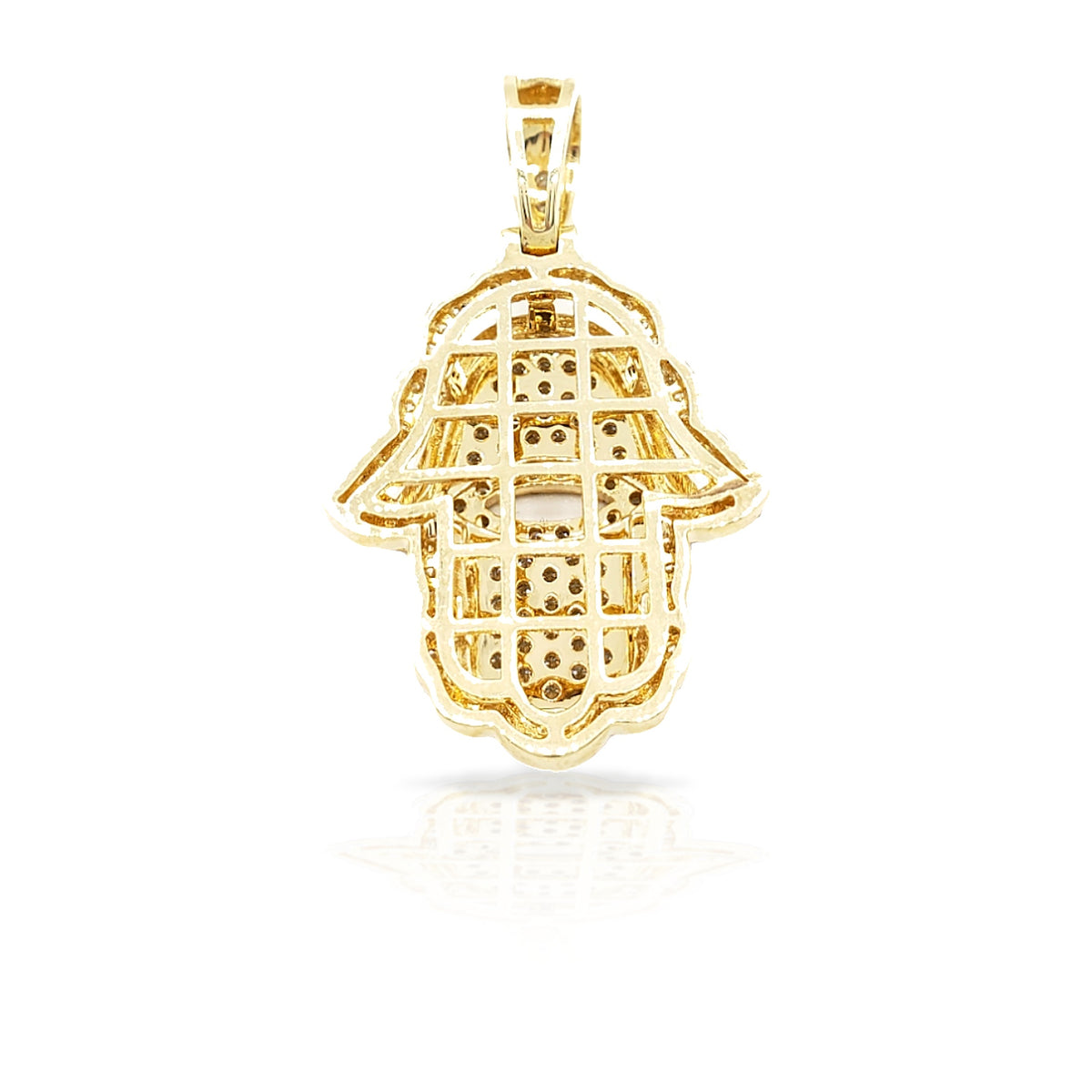 14K Eye Hole Diamond Hamsa With 2.48 Carats Of Diamonds