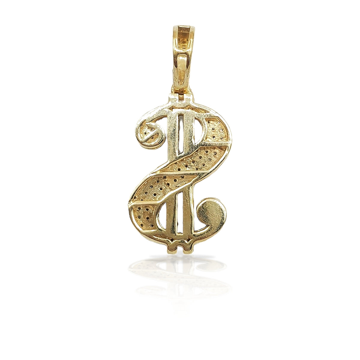 10K Gold Diamond Cash Sign Pendant