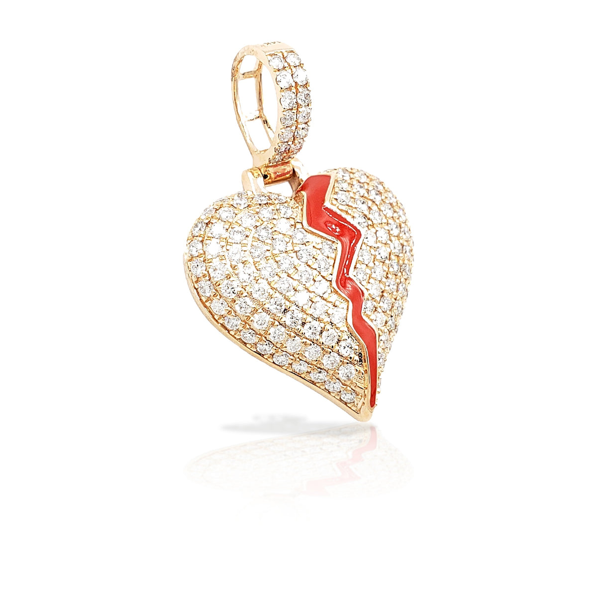 14K Diamond Broken Heart With 2.64 Carats Of Diamonds