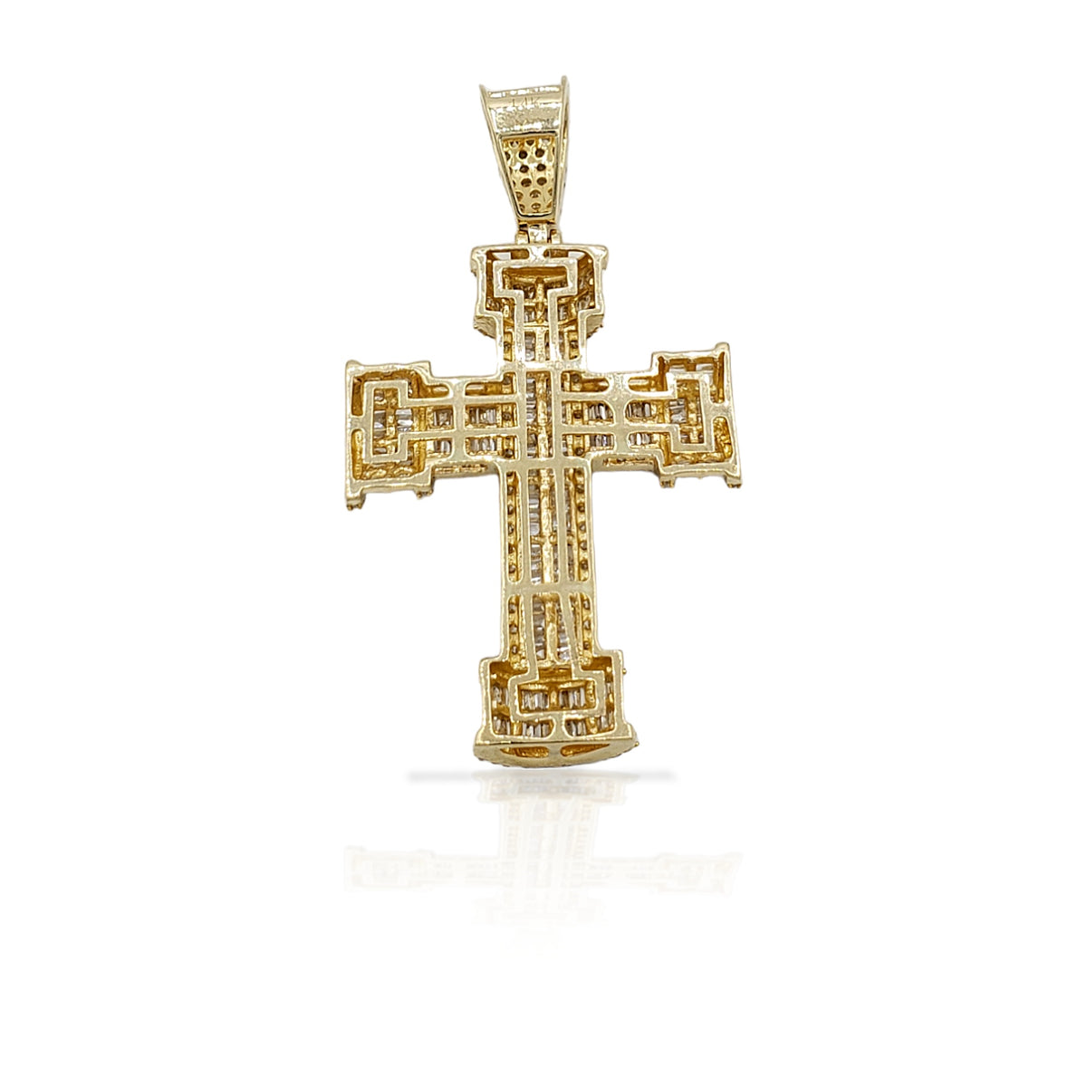 14K Baguette Diamond Cross With 2.69 Carats Of Diamonds