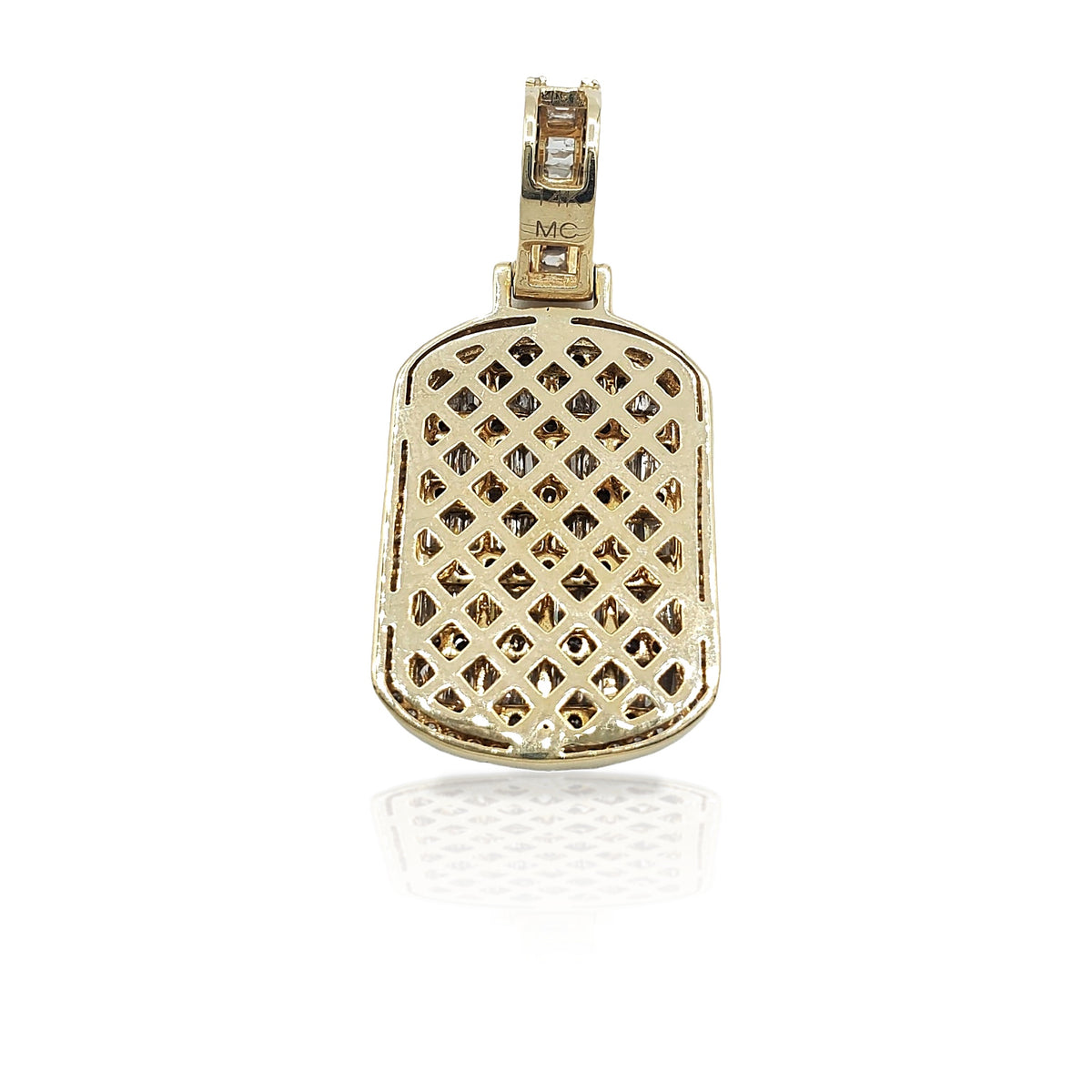 14K Baguette Diamond Dog Tag With 1.84 Carats Of Diamonds