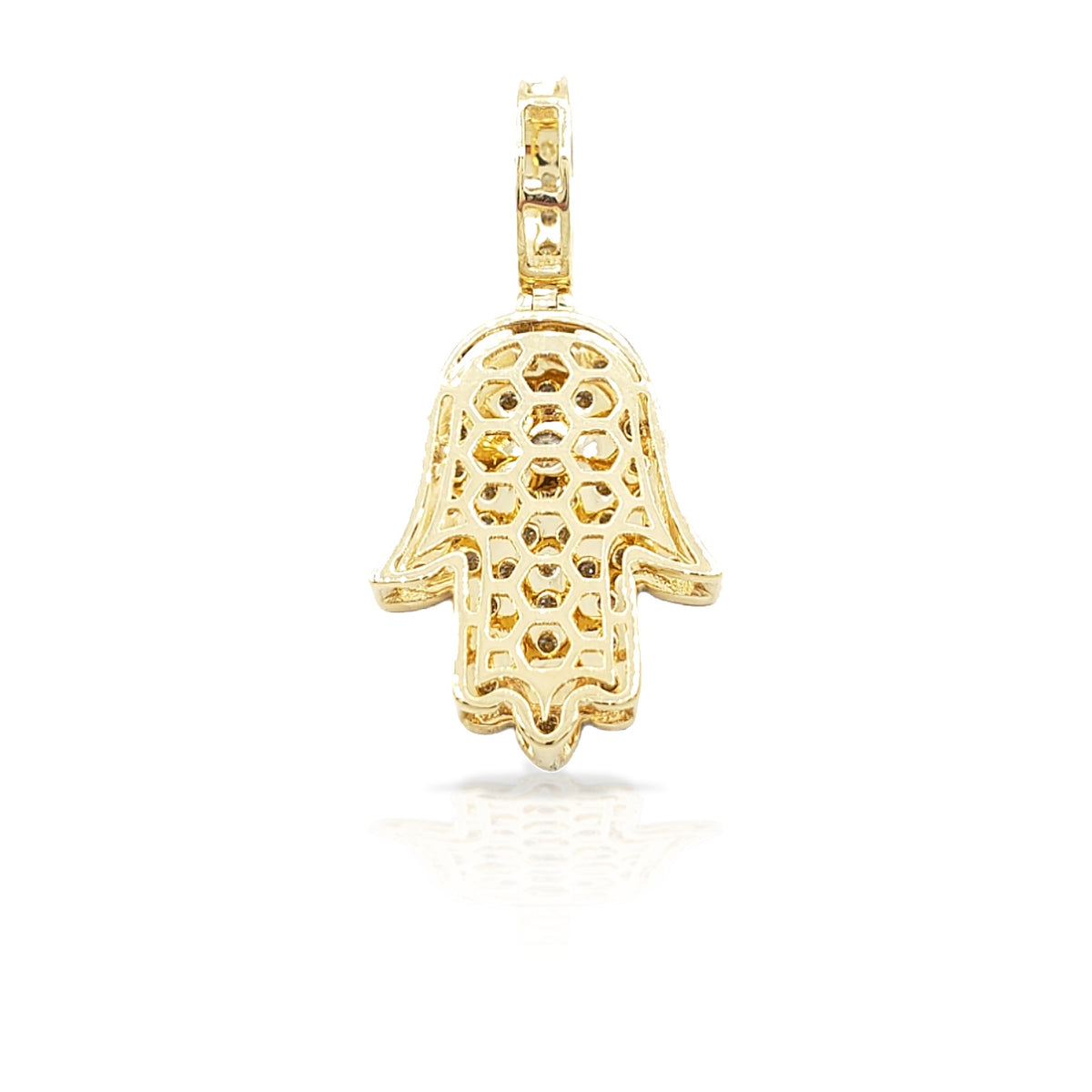 14K Eye Diamond Hamsa With 0.84 Carats Of Diamonds